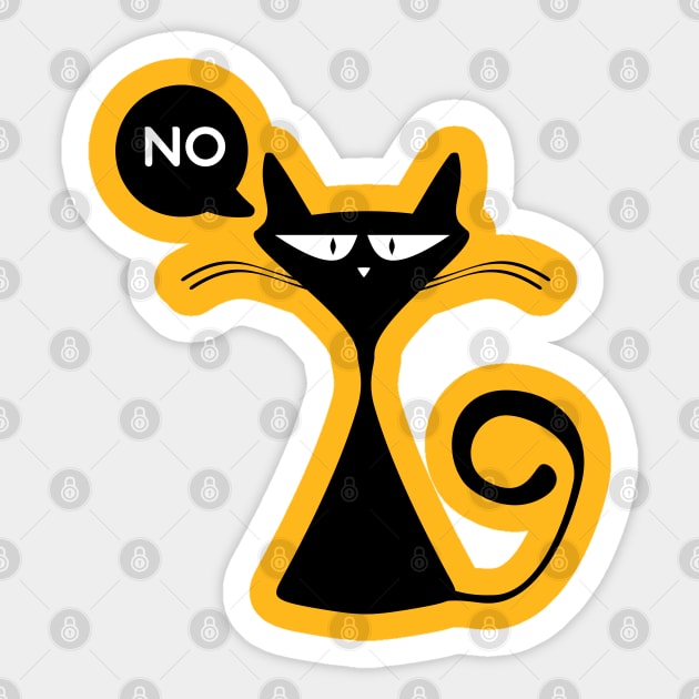 Black Cat Says No Sticker by Creatifly Graphic Tees